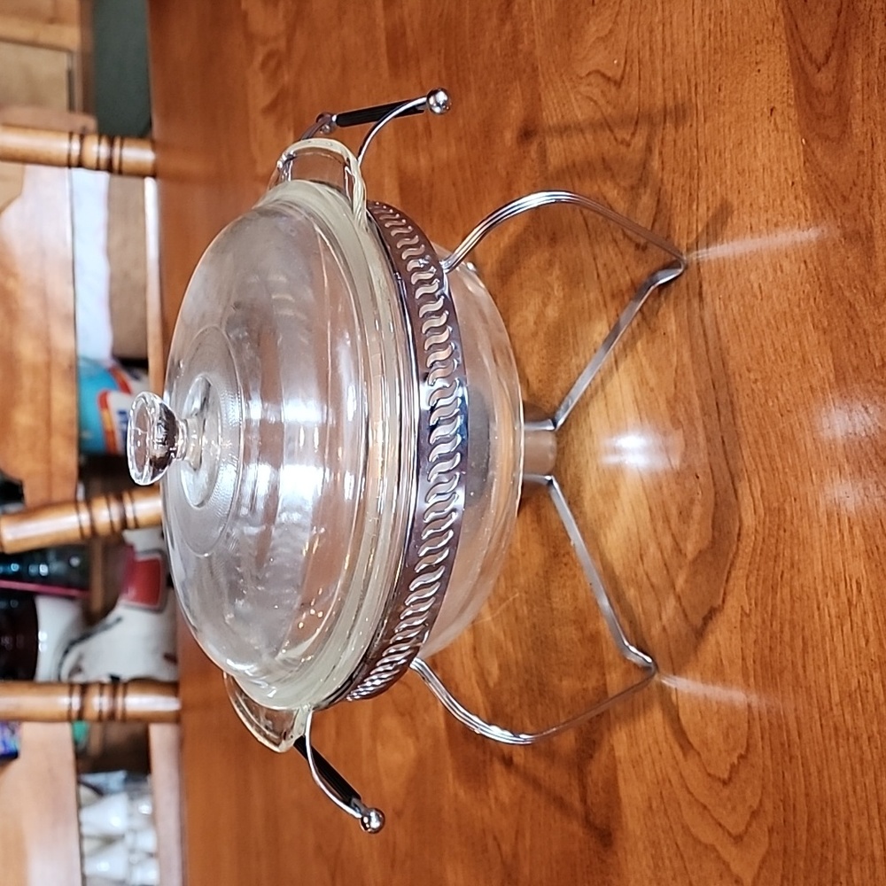 Vintage Fire King Divided Chafing Dish With Lid